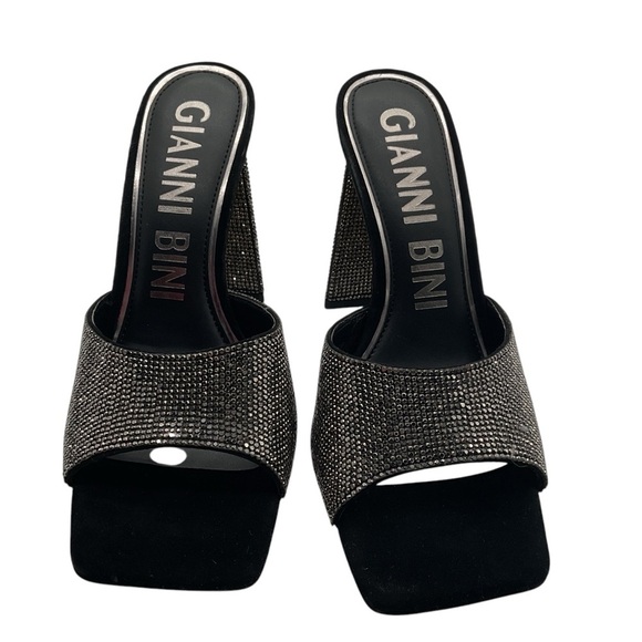 Gianni Bini Rhinestone Square Toe triangle Heel Mules with Wide Strap size 9.5 - Picture 6 of 8